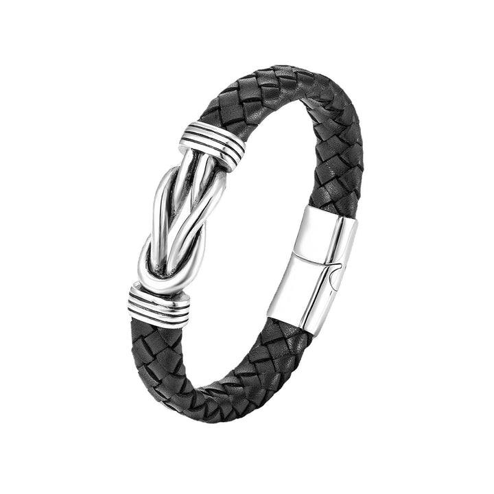 WorldNorse Infinity Stainless Steel Leather Braided Bracelet