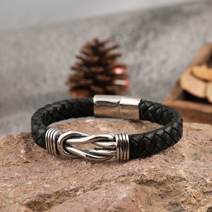 WorldNorse Infinity Stainless Steel Leather Braided Bracelet