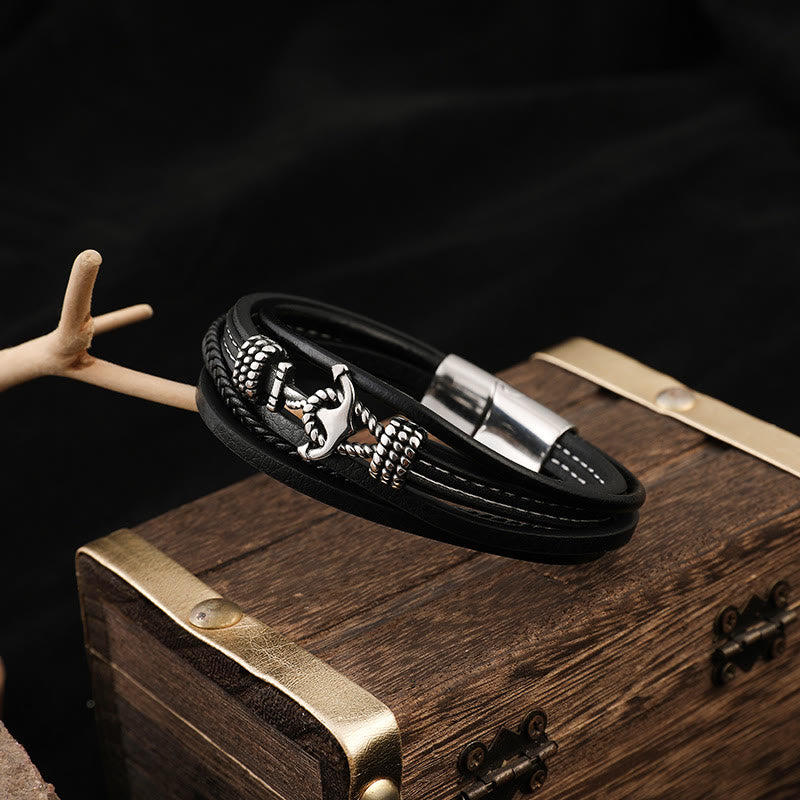 WorldNorse Multi-Layer Anchor Leather Braided Bracelet - image 4