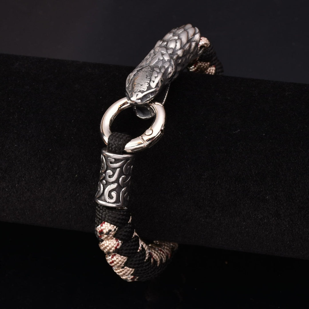 WorldNorse Jörmungandr Norse Snake Head Braided Bracelet