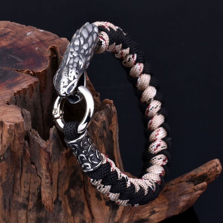 WorldNorse Jörmungandr Norse Snake Head Braided Bracelet