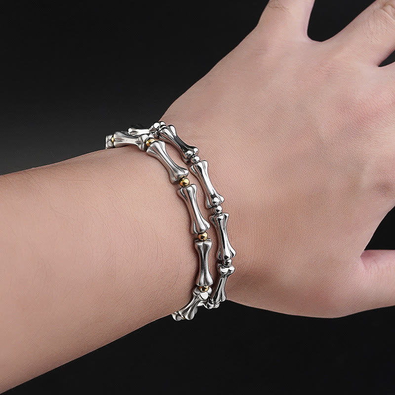 WorldNorse Stainless Steel Matte Bone Link Bracelet