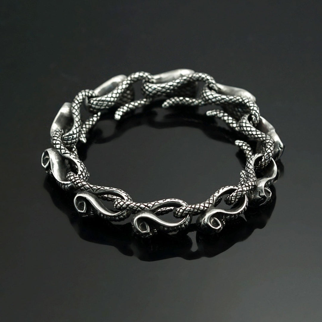 WorldNorse Gothic Skull Snake Bracelet