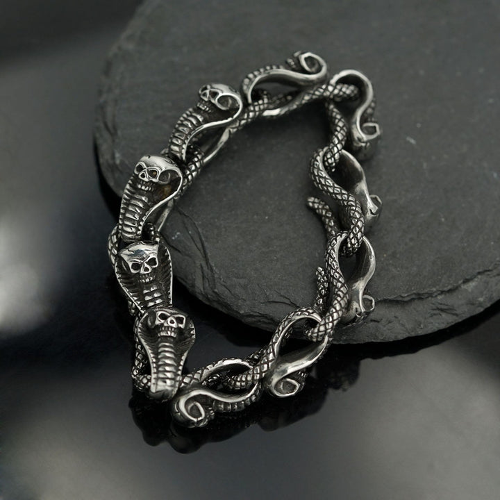 WorldNorse Gothic Skull Snake Bracelet