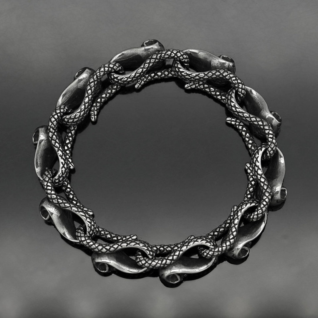 WorldNorse Gothic Skull Snake Bracelet