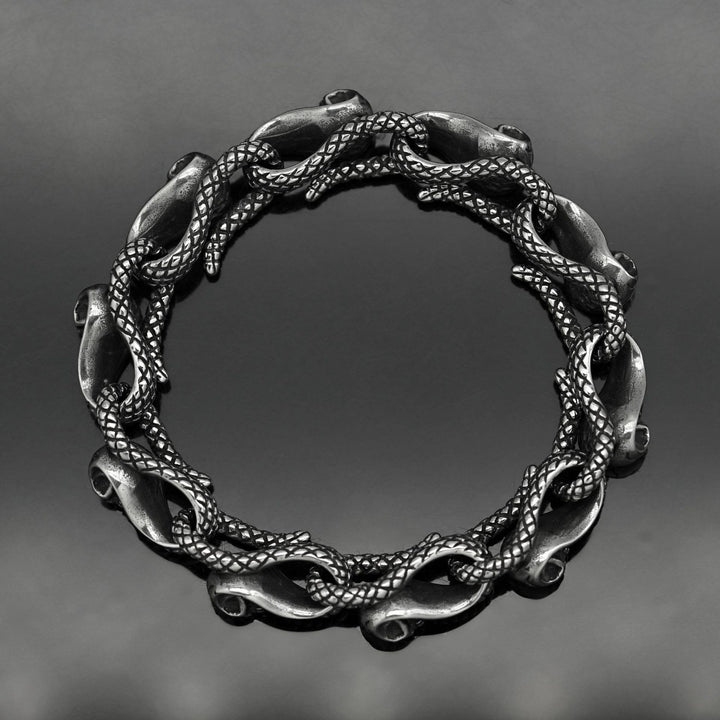 WorldNorse Gothic Skull Snake Bracelet