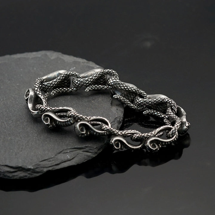 WorldNorse Gothic Skull Snake Bracelet