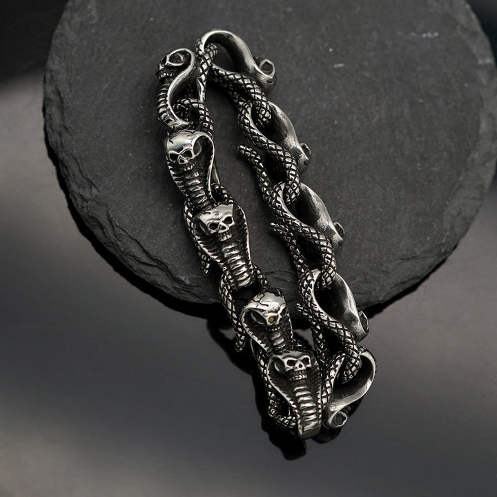 WorldNorse Gothic Skull Snake Bracelet