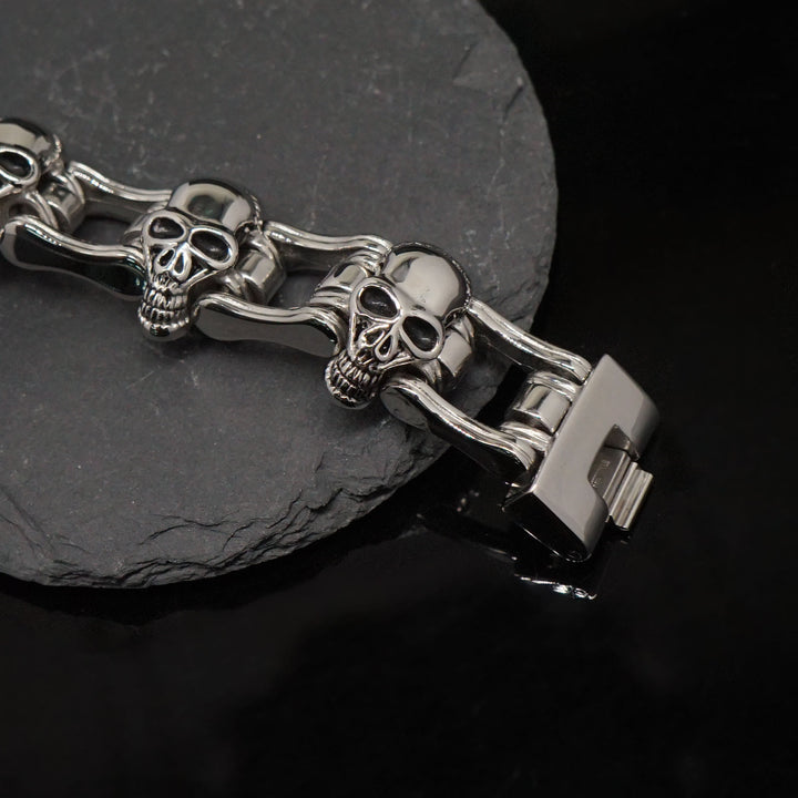 WorldNorse Gothic Skull Head Link Chain Bracelet