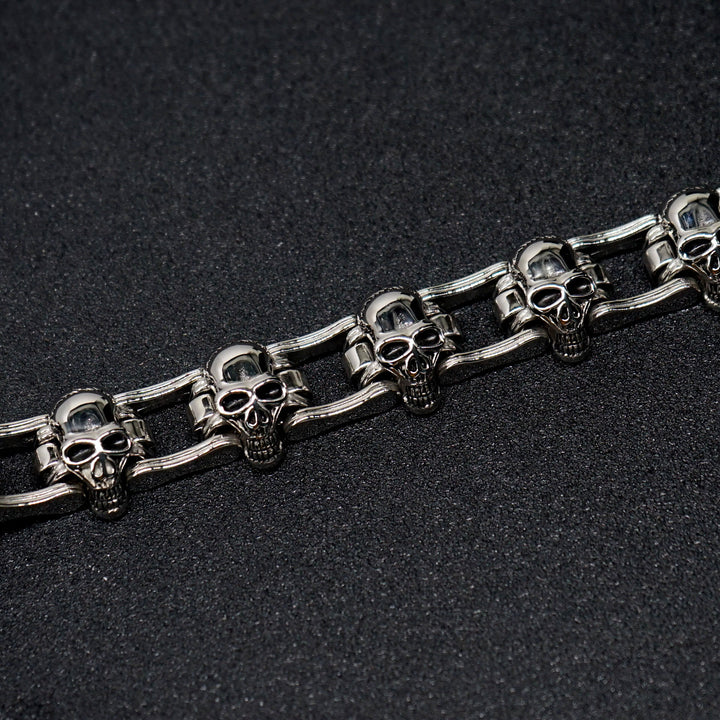 WorldNorse Gothic Skull Head Link Chain Bracelet