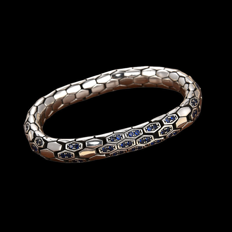 WorldNorse 925 Sterling Silver Inlaid Zircon Snakeskin Bracelet