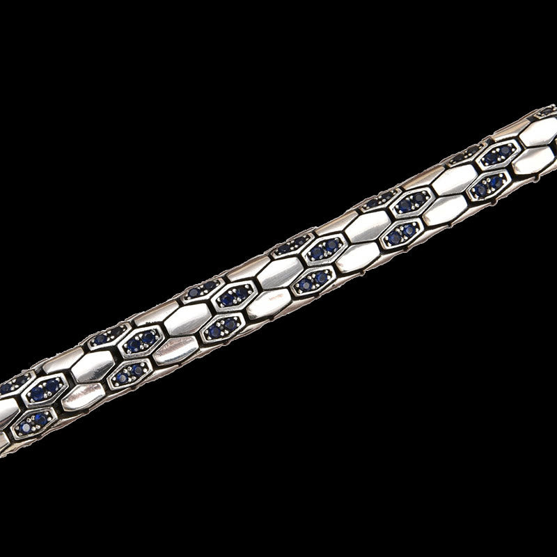 WorldNorse 925 Sterling Silver Inlaid Zircon Snakeskin Bracelet