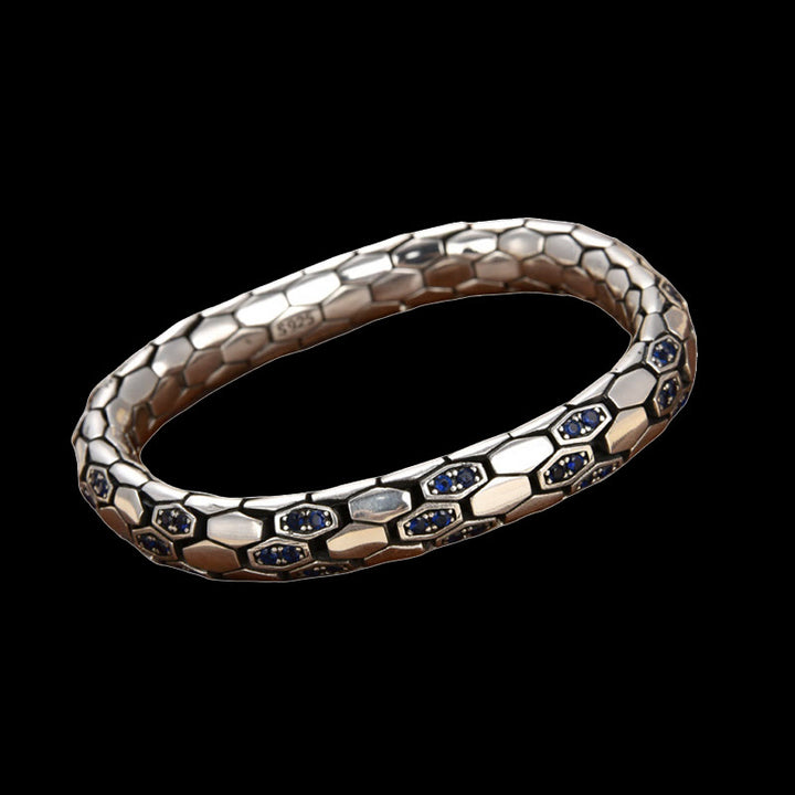 WorldNorse 925 Sterling Silver Inlaid Zircon Snakeskin Bracelet