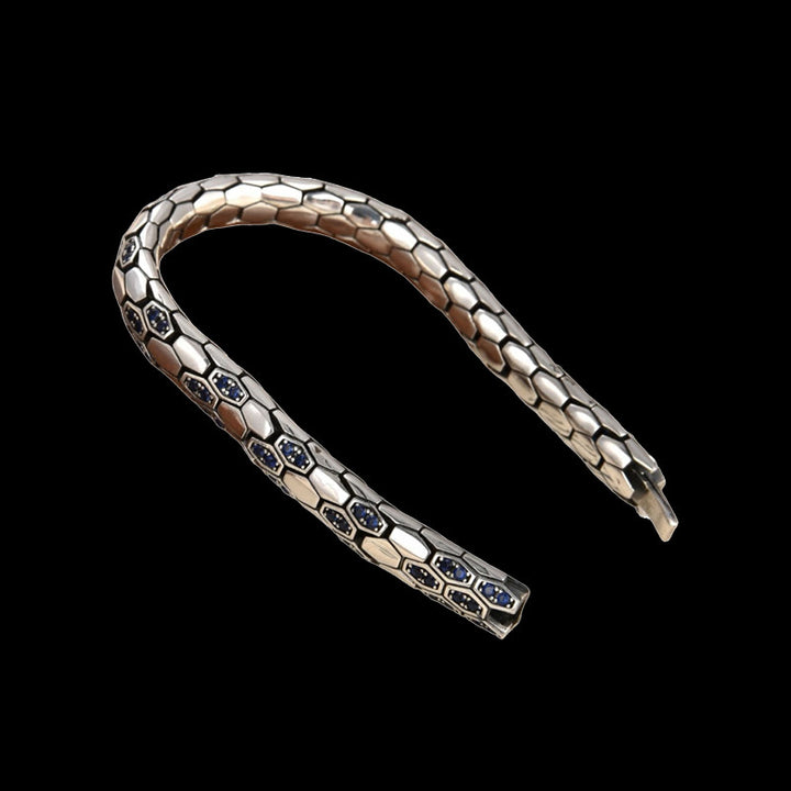 WorldNorse 925 Sterling Silver Inlaid Zircon Snakeskin Bracelet