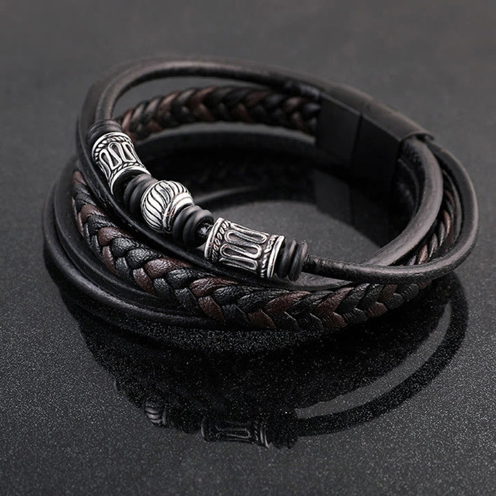 WorldNorse Mulit-Layer Magnetic Clasp Leather Bracelet