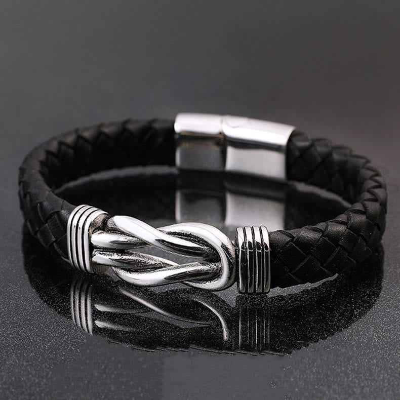 WorldNorse Infinity Stainless Steel Leather Braided Bracelet