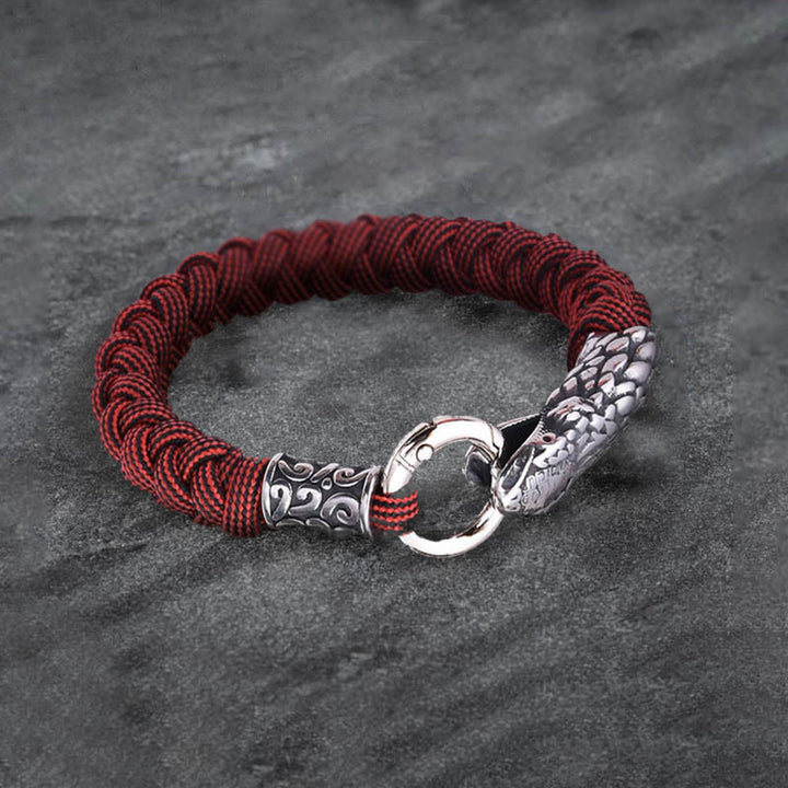 WorldNorse Jörmungandr Norse Snake Head Braided Bracelet