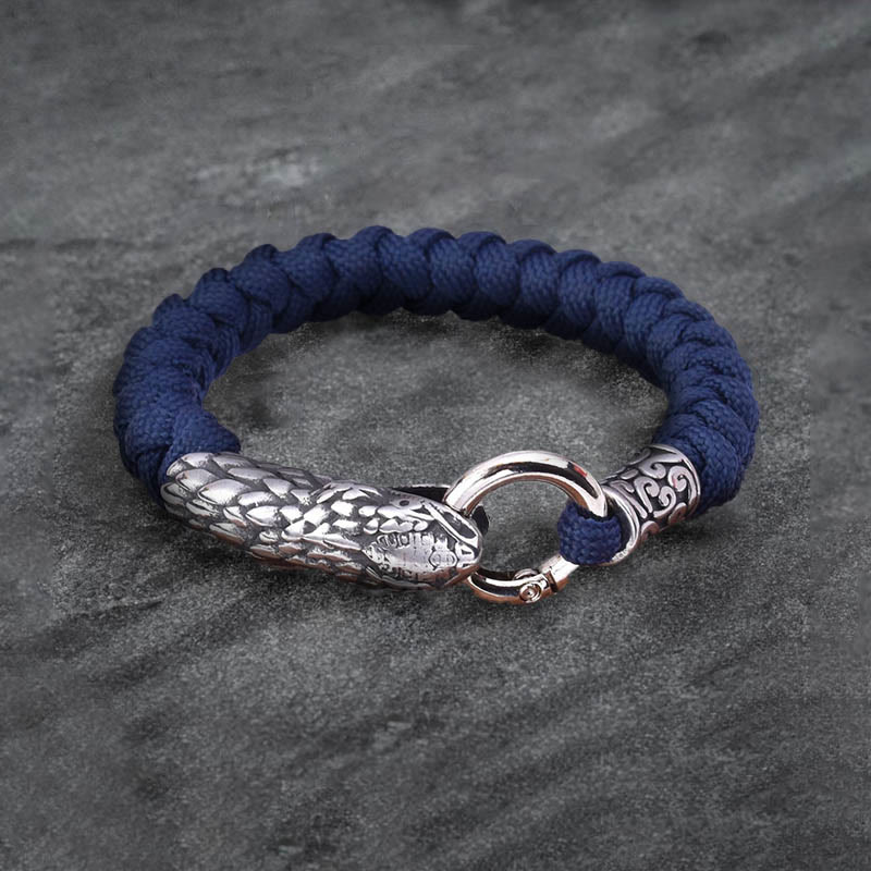 WorldNorse Jörmungandr Norse Snake Head Braided Bracelet