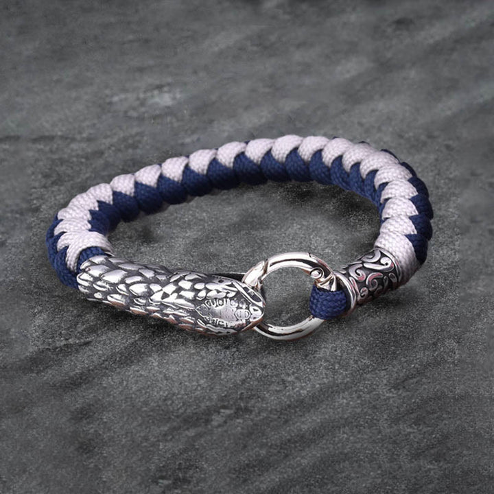 WorldNorse Jörmungandr Norse Snake Head Braided Bracelet