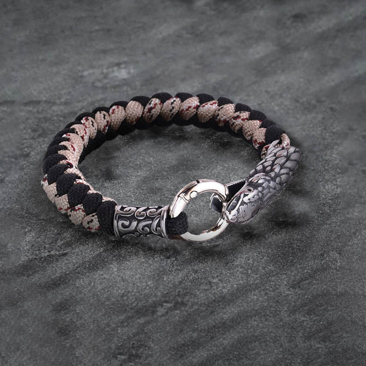 WorldNorse Jörmungandr Norse Snake Head Braided Bracelet