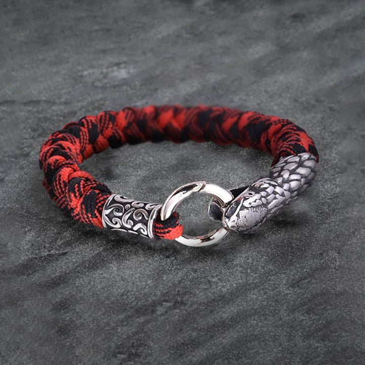 WorldNorse Jörmungandr Norse Snake Head Braided Bracelet