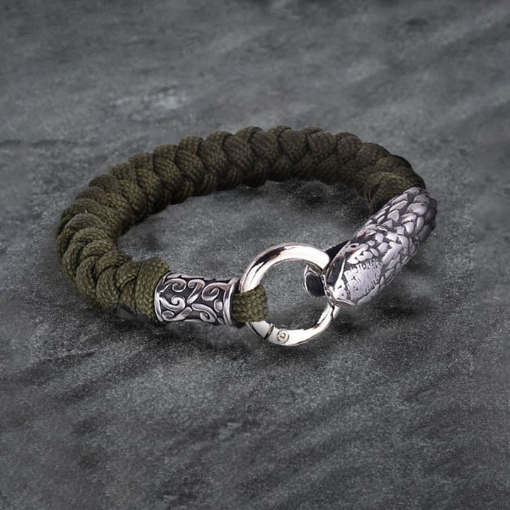 WorldNorse Jörmungandr Norse Snake Head Braided Bracelet