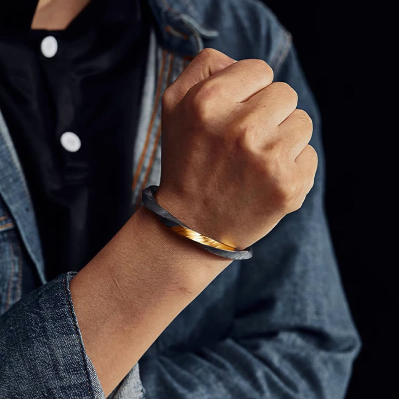 WorldNorse Handcrafted 999 Silver Flowing Fire Inlay Bracelet - image 1