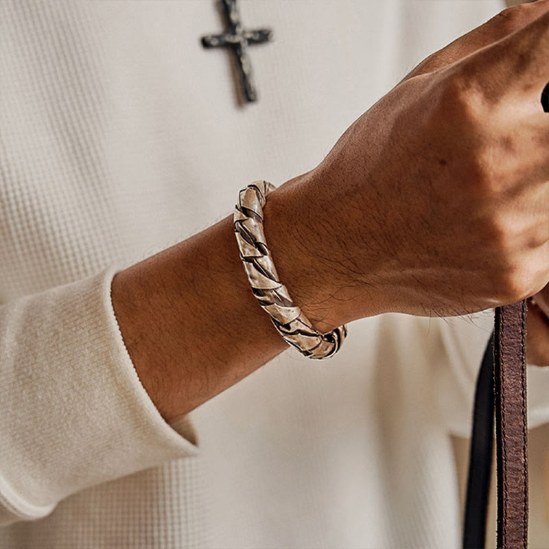 WorldNorse Handcrafted 925 Silver Braided Bracelet - image 1
