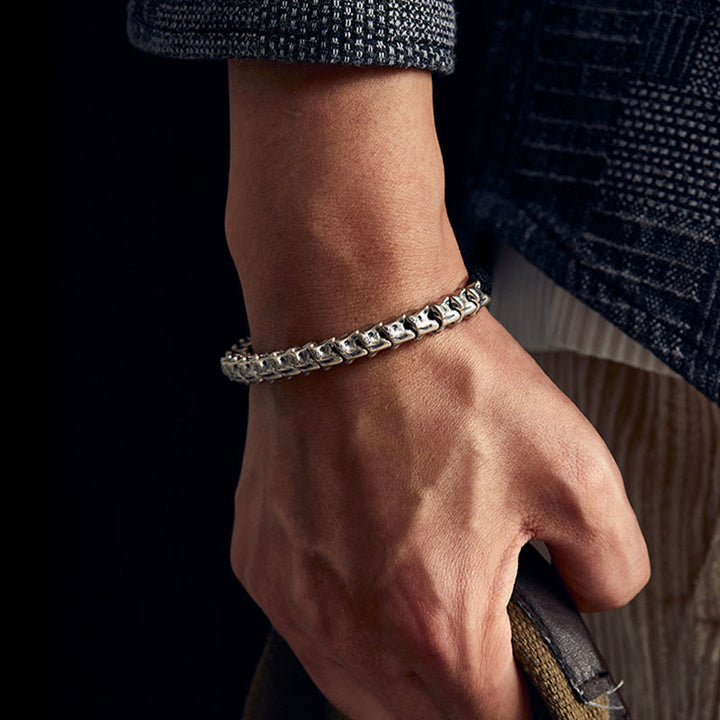 WorldNorse Handcrafted 925 Silver Dragon Bone Bracelet - 18-19cm - image 0