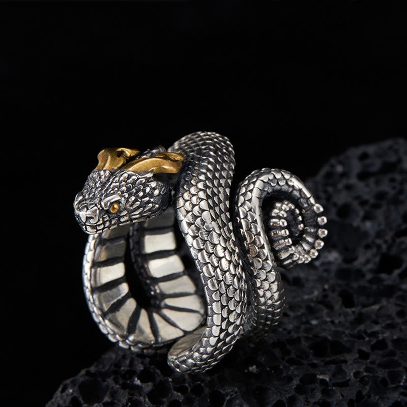 WorldNorse 925 Sterling Silver Snake Jormungandr Ring - Adjustable - image 0