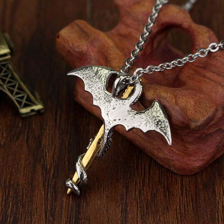 WorldNorse Pterosaur Golden Sword Luminous Necklace