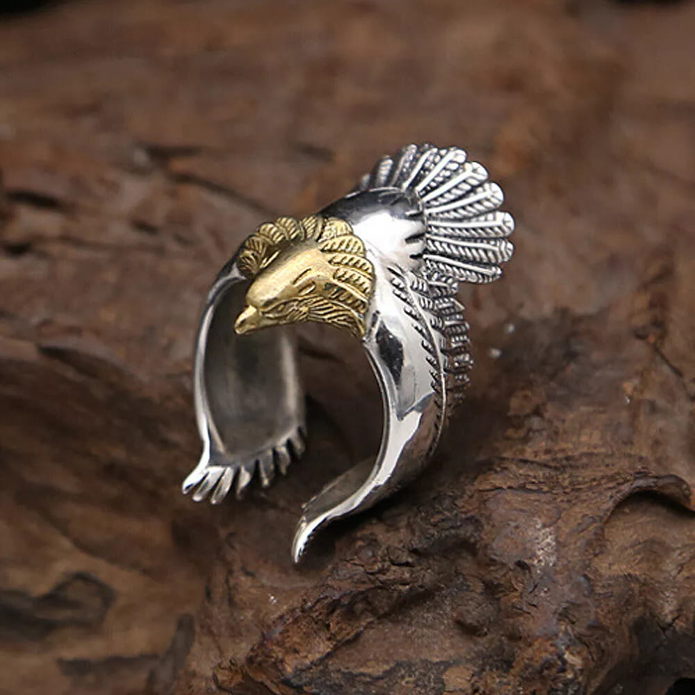 WorldNorse Eagle Spreads Wings Ring - Silver & Gold - image 5