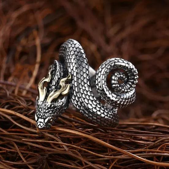 WorldNorse Retro Punk Snake Jormungandr Ring