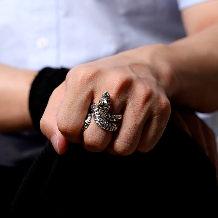 WorldNorse Retro Punk Snake Jormungandr Ring - image 3