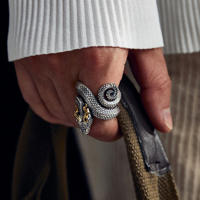 WorldNorse Retro Punk Snake Jormungandr Ring - image 2