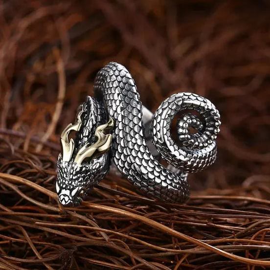 WorldNorse Retro Punk Snake Jormungandr Ring - image 4