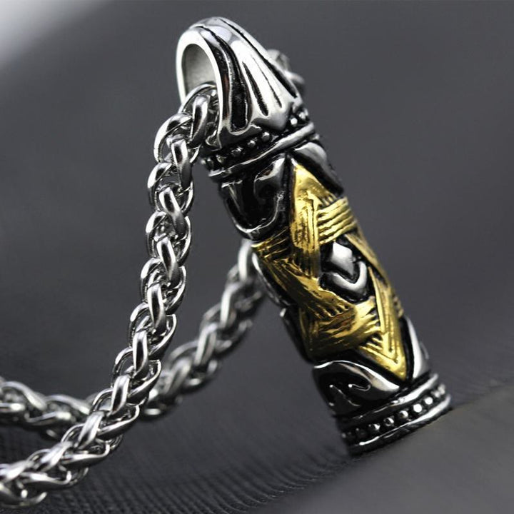 WorldNorse Bullet Hexagram Stainless Steel Chain Necklace