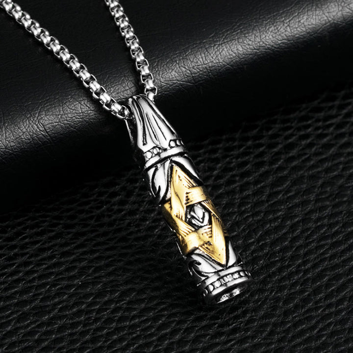 WorldNorse Bullet Hexagram Stainless Steel Chain Necklace