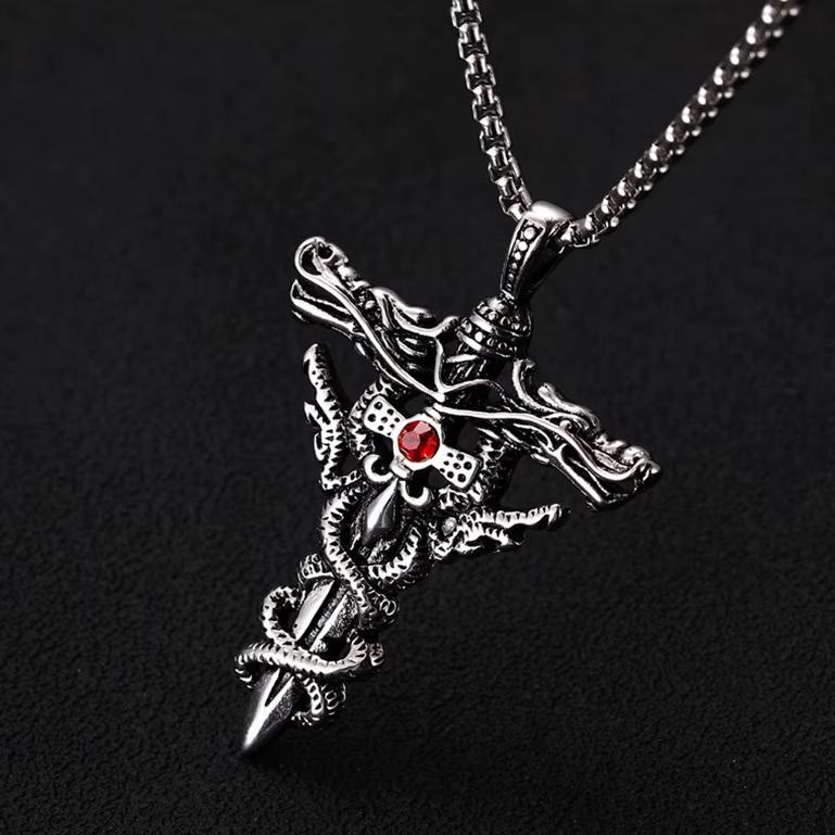 WorldNorse Retro Norse Dragon Cross Necklace - image 3