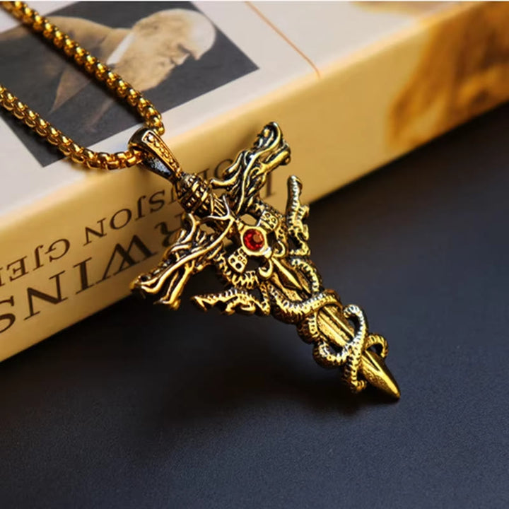 WorldNorse Retro Norse Dragon Cross Necklace - image 9