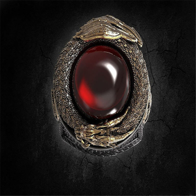 WorldNorse Viking Dragon Snake Jormungandr Inlaid Gem Ring - image 4