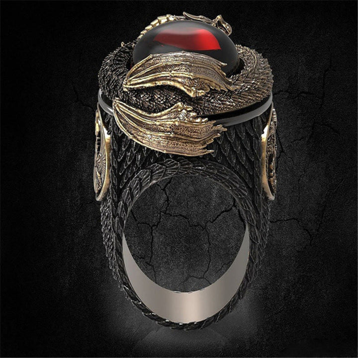 WorldNorse Viking Dragon Snake Jormungandr Inlaid Gem Ring