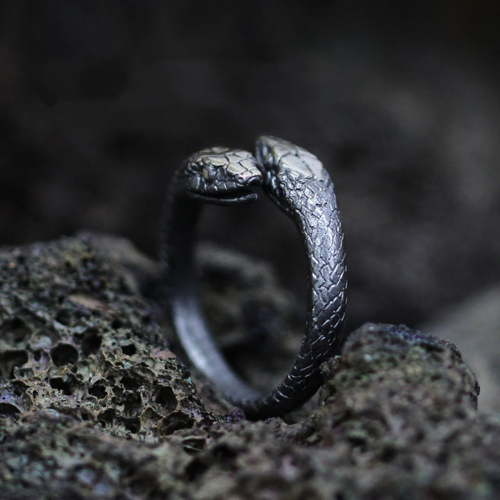 WorldNorse Jormungandr Two-Headed Snake Ring - Black - image 0