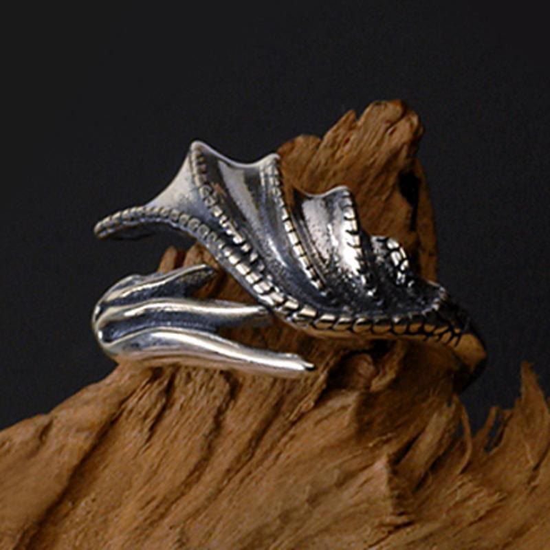 WorldNorse Gothic Dragon Wing Adjustable Ring