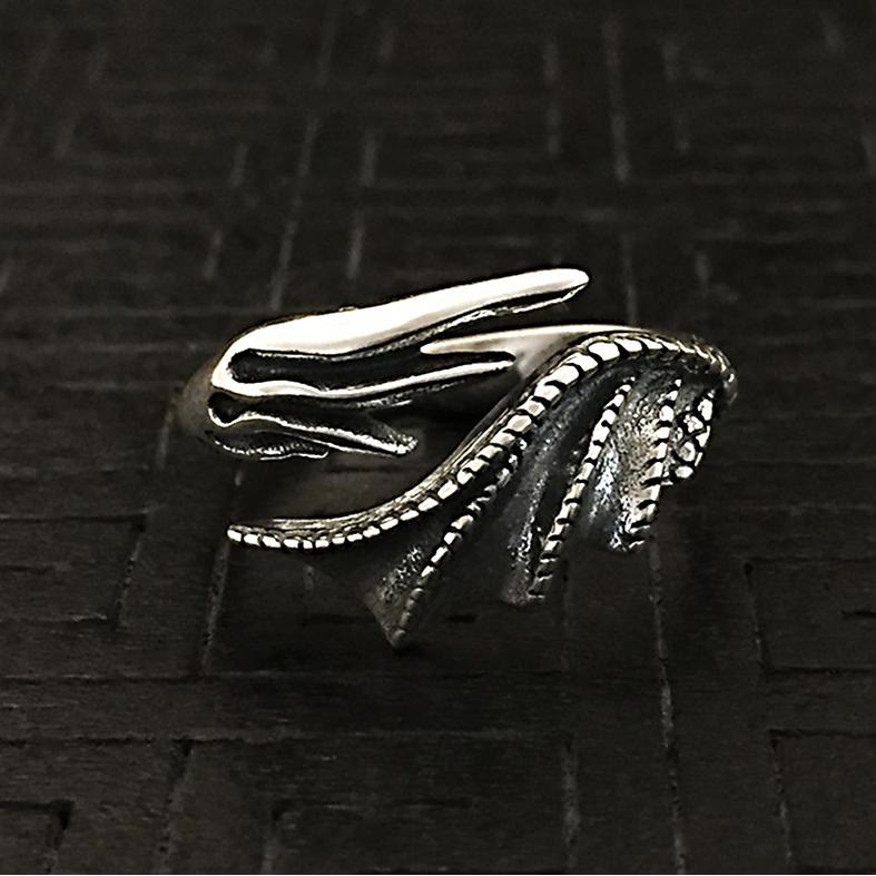 WorldNorse Gothic Dragon Wing Adjustable Ring