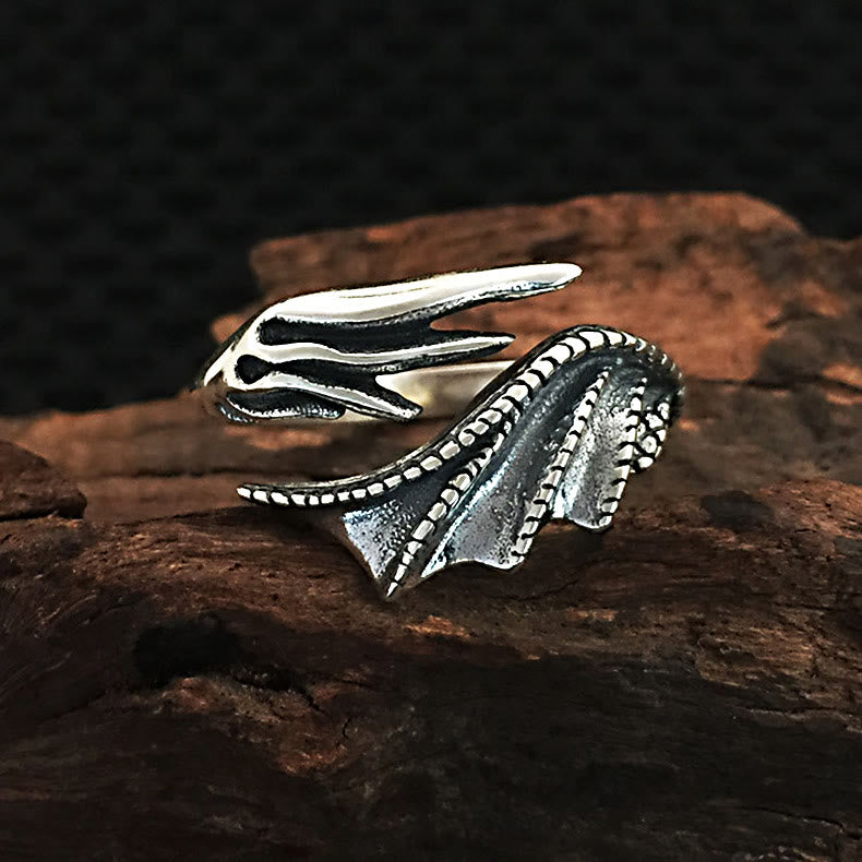 WorldNorse Gothic Dragon Wing Adjustable Ring