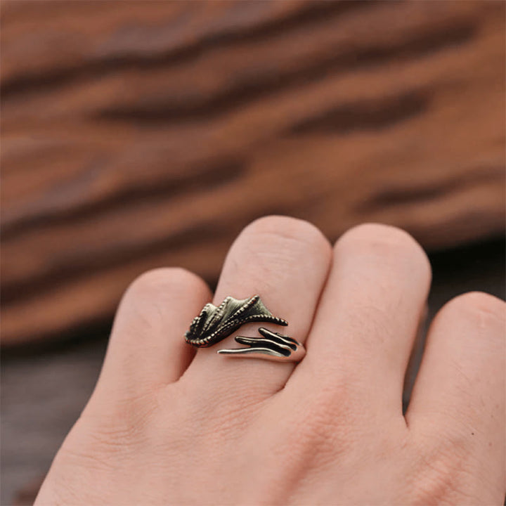 WorldNorse Gothic Dragon Wing Adjustable Ring