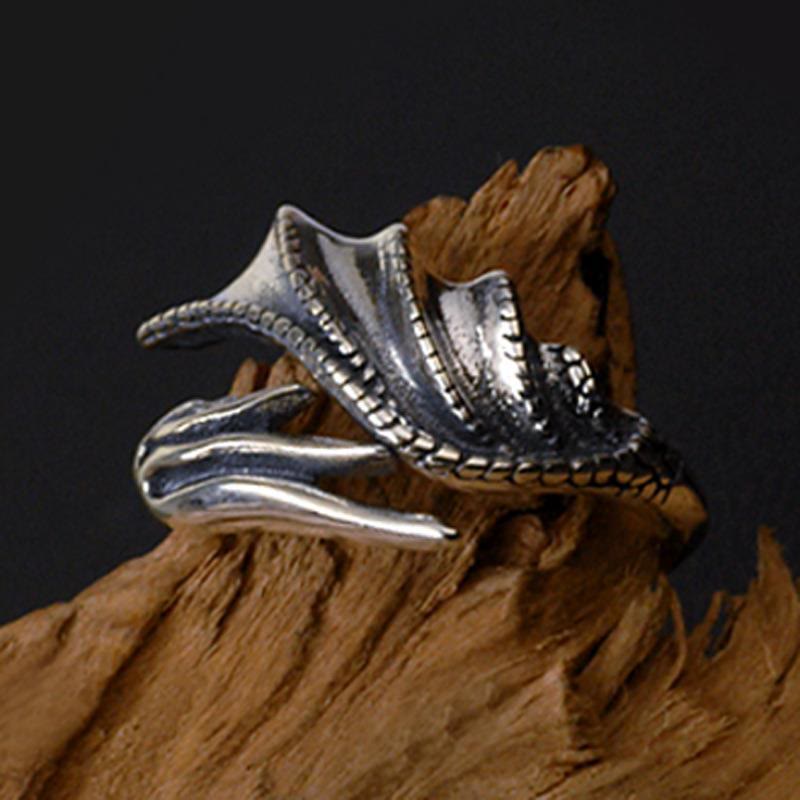 WorldNorse Gothic Dragon Wing Adjustable Ring - image 2