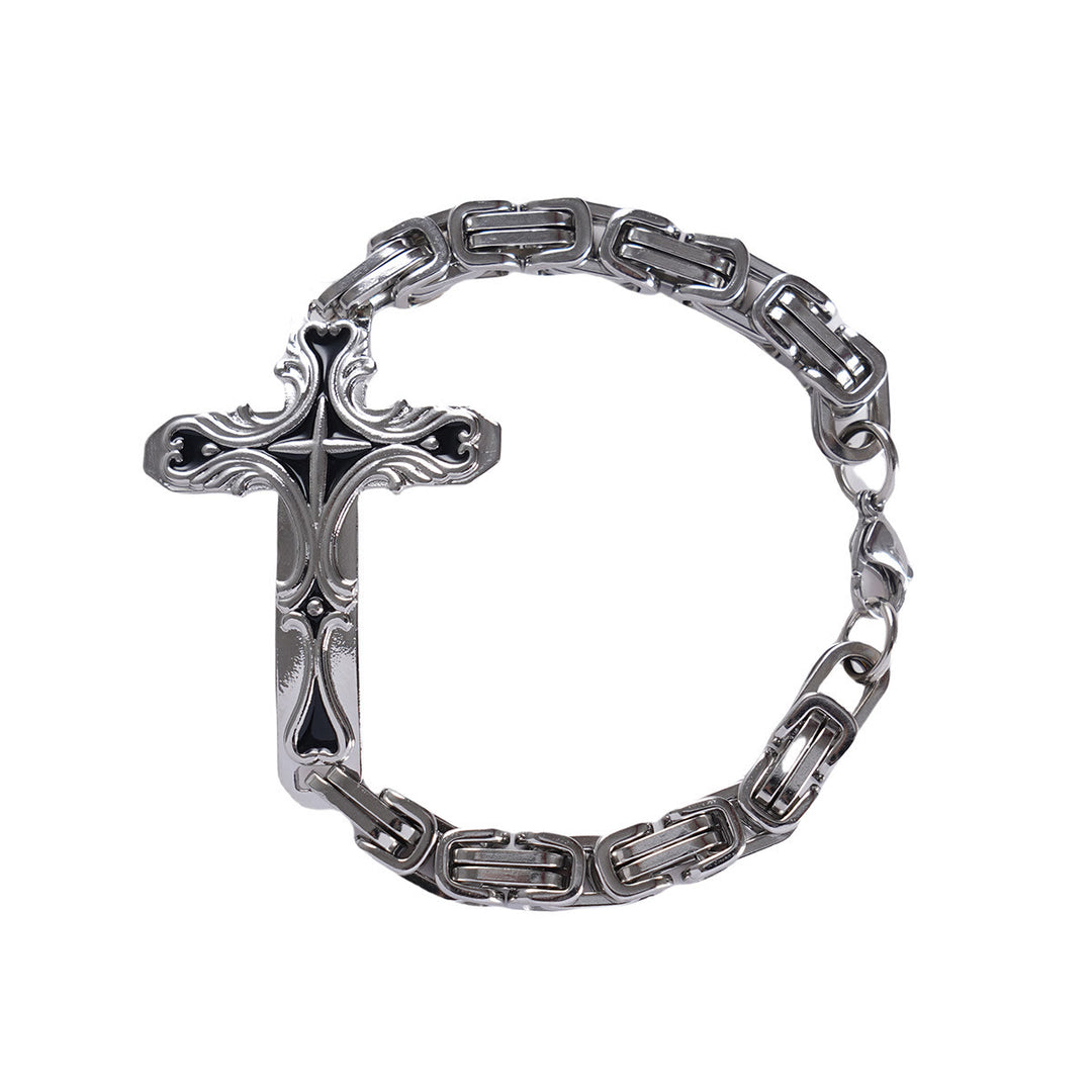 WorldNorse Byzantine Chain Cross Charm Bracelet