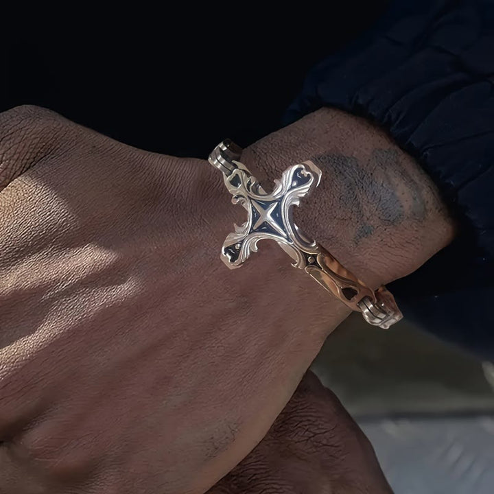 WorldNorse Byzantine Chain Cross Charm Bracelet